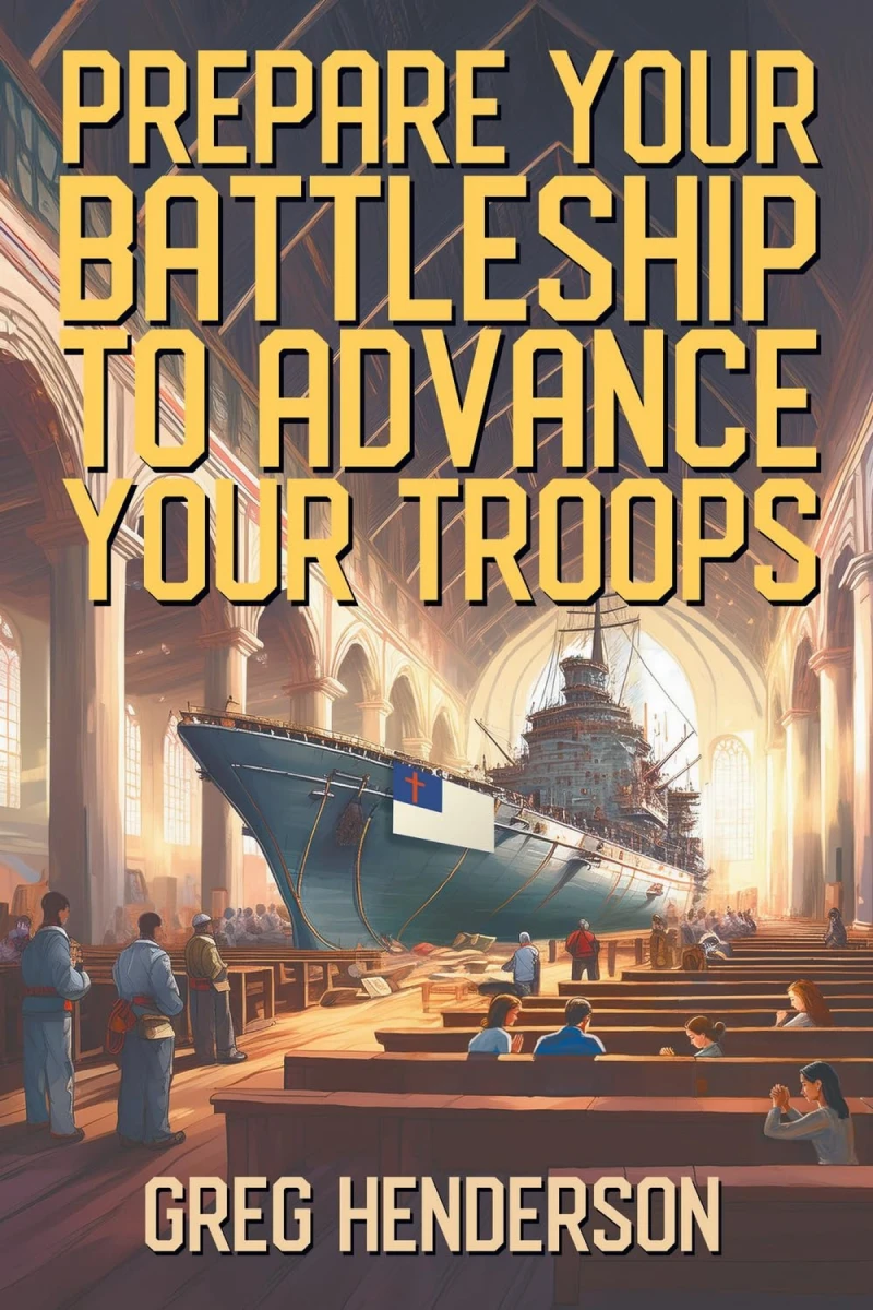 Battleship inside cathedral with people observing.
