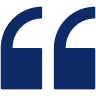 Blue quotation mark on a white background.